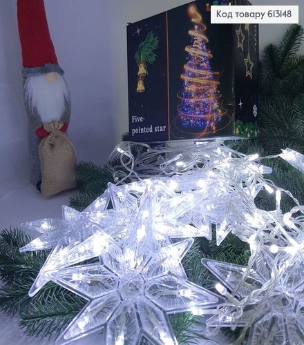 Гирлянда шторка Звезда белая проволока 3*0,5-1 м 144 LED белая холодная(с удлинителем) 613148 фото 2