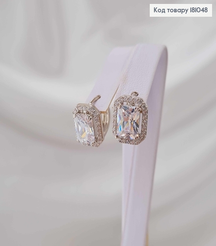Серьги, С прямоугольным камнем, 1,2см, англ. зам. Xuping 18K 181048 фото 3