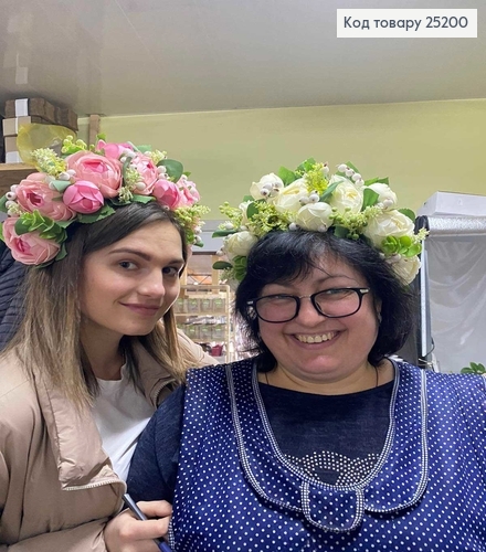 Обруч-віночок розкішний з Рожевими Трояндами, ручна робота, Україна 287034 фото 4