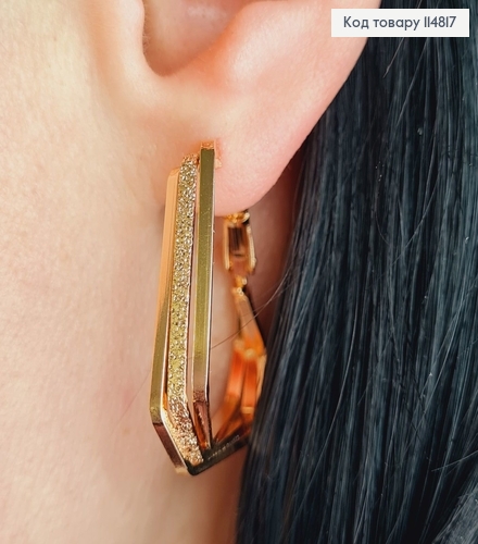 Сережки Геометрические , 3*3см, Xuping 18К 114817 фото 2