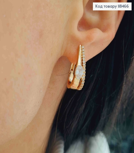 Серьги из Овальные украшены камешками с Блестящим камнем, 2см, английская застежка, Xuping 18К 118466 фото 3