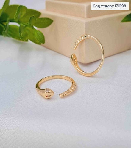 Кольцо "Змея" с Блестящими глазами, Xuping 18К 171098 фото 2