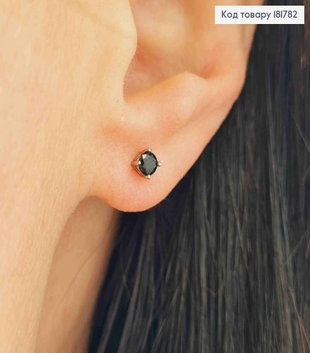 Набор: Серьги родованные гвозди Черный камень (6пар), 0,3см, Xuping 181782 фото 2