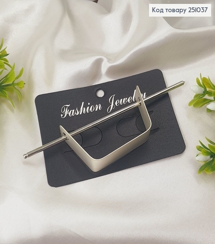 Трапеция металл с заколкой для шишки серебряного цвета 251037 фото 2