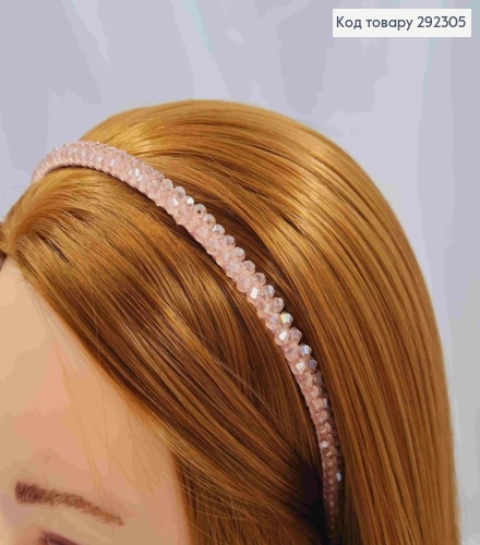 Обруч металевий з Бусинками в два ряди, Рожевого кольору, 8мм 292305 фото 2