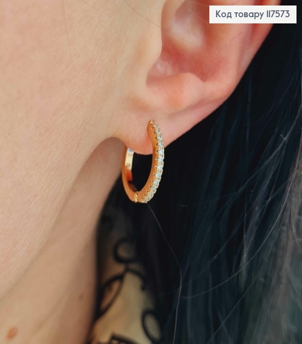 Серьги кольца украшены камешками, 1,7см, XUPING 18K 117573 фото 2