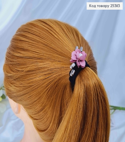 Резинка чорна подвійна, з квіточкою в асорт. та перлинкою  253113 фото 2