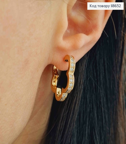 Серьги кольца "Облако" с Блестящими камешками, 2,1см, Xuping 18К 118652 фото 2