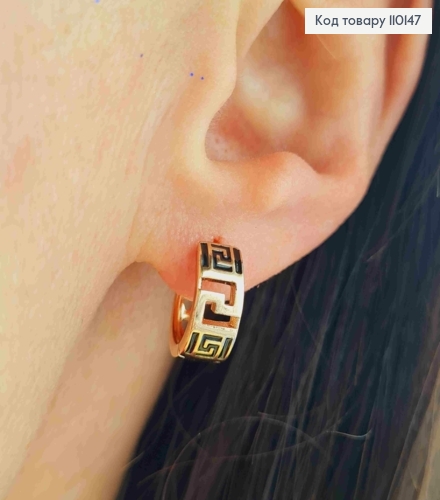 Серьги кольца ВЕРСАЧЕ с Черной эмалью, диаметр 1,2см, Xuping 18К 110147 фото 3