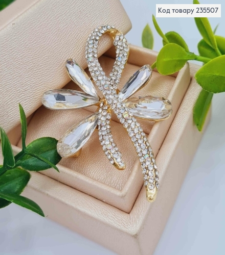 Брошка метал, "Квіткова Петля Бажання", прикрашена Блискучими камінцями, 5,5см 235507 фото 2