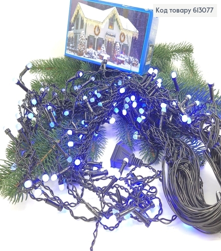 Гирлянда шторка черная проволока 5 м 150 LED синяя 613077 фото 2