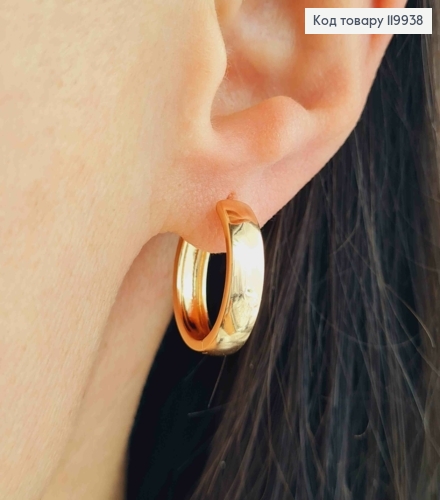 Серьги кольца "Классические", ширина 5мм, диаметр 1,8см, Xuping 18К. 119938 фото 3