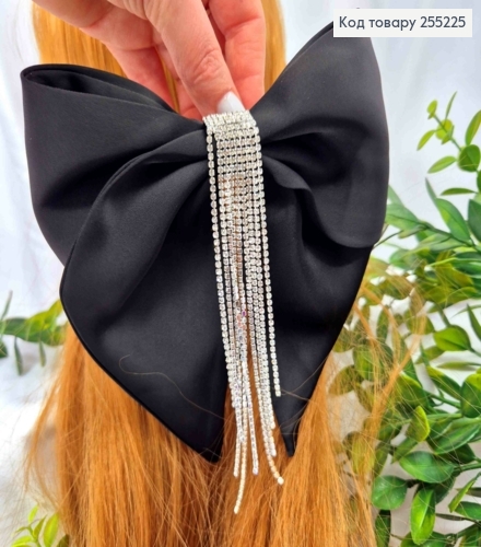Бант с камешками, ЧЕРНЫЙ, , на заколке автоматик, размер 15*15см 255225 фото 2
