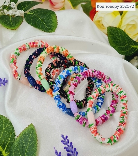 Резинка 6см ТОНКА жатка "ЦВЕТЫ" в аасорт. 252072 фото 2