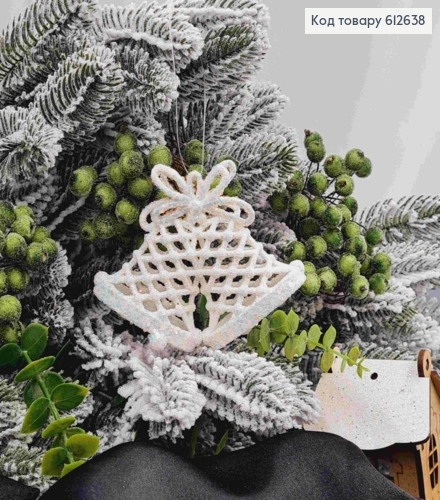 Колокольчики,БЕЛОГО цвета,10*8см, новогодняя украшения, пластиковая, изготовлено в Украине. 612638 фото 2