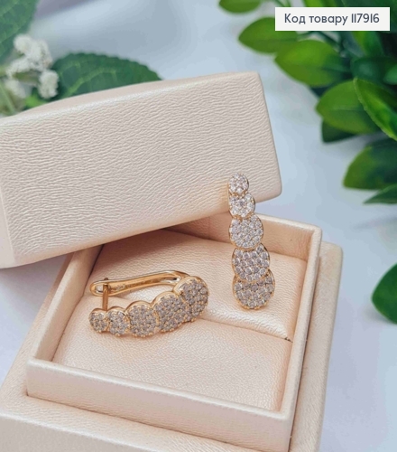 Серьги "Вдохновение" украшены Блестящими камешками, 2,3см, англ. зам., Xuping 18K 117916 фото 2