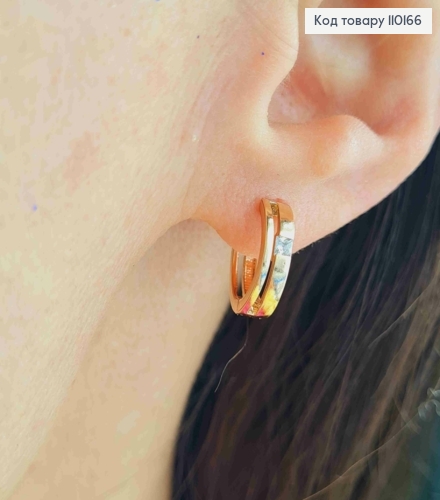 Сережки кільця прикрашені Блискучим каменем, діаметр 1,2см, Xuping 18К 110166 фото 3