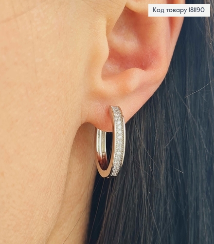 Серьги родованные, Кольца в камнях, диам.2см, Xuping 181190 фото 2