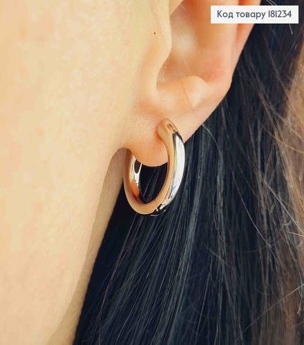 Серьги кольца родованные 1,8 см, объемные, Xuping 181234 фото 2