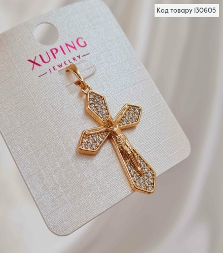 Крестик в камешках с распятием, размер 3,1*2,1см, Xuping 18K 130605 фото 2