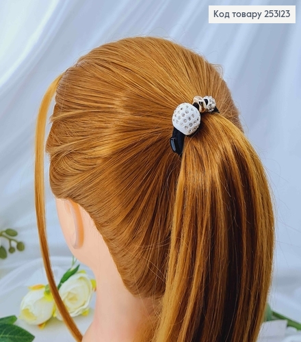 Резинка чорна, з шамбалами золотого та білого кольору в камінцях 253123 фото 2
