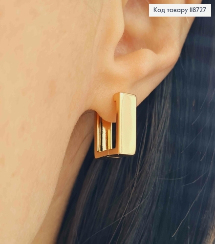 Серьги кольца, "Квадратные", 1,4*0,5см, Xuping 18К 118727 фото 4