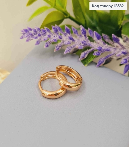 Сережки кільця розширені донизу, діаметр 1,3см, Xuping 18К 118382 фото 2