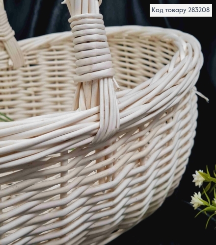 Корзина плетеная овальная, ВЫБЕЛЕНАЯ, (Верх: 34*26см), (Глубина: 12см), (Ручка: 16см), ПОЛЬША 283208 фото 2