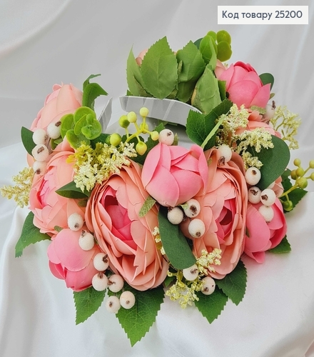 Обруч-віночок розкішний з Рожевими Трояндами, ручна робота, Україна 287034 фото 2