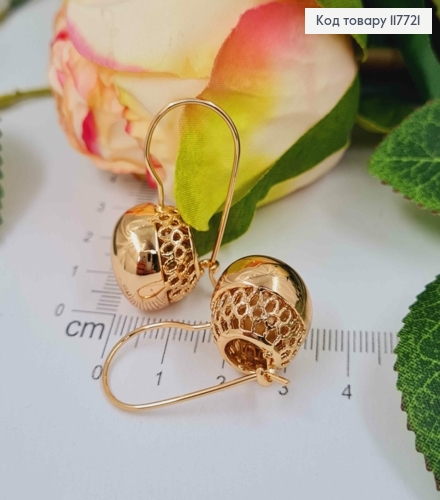 Серьги с большими Шарами диаметром 1,5см, французская застежка, Xuping 18K 117721 фото 2