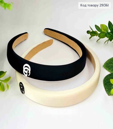 Обруч пластик, з брошкою Gucci, 2,1см, ЧОРНОГО/БІЛОГО кольорів 291361 фото 2