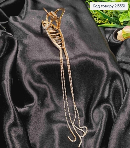 Краб металл, в камешках, Петелька с цепочками, золотого цвета,11,5см 215531 фото 2