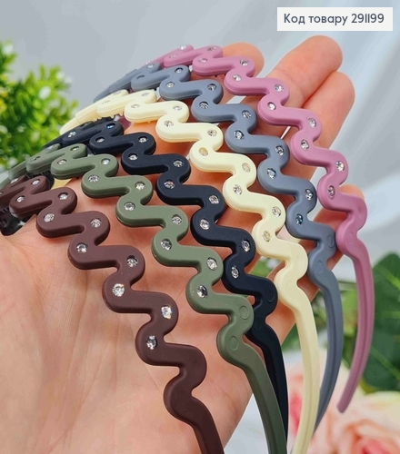 Обруч каучук, Волна с камешками, шир.1,5см, цвета в ассорт. 291199 фото 2