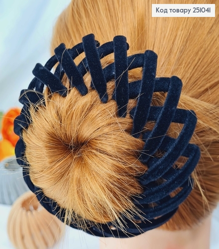 Заколка для шишечки, пластмасса с велюровым покрытием 9,5см в ассорт. 251041-1(Гулька) фото 3