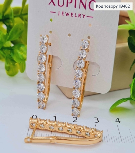 Серьги стрелы украшены Блестящими камешками, 3,2см, английская застежка, Xuping 18К 119462 фото 2