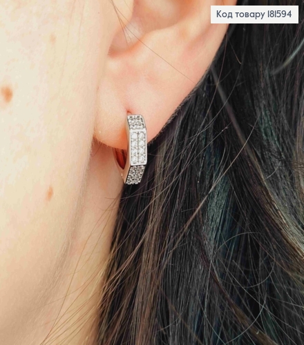 Серьги кольца украшены Блестящими камешками, диаметр 1,5см, Xuping 181594 фото 2