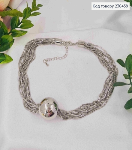 Бижутерия на шею БУСИНКА на цепочках, 37+6см, Серебряного цвета, Fashion Hand Made 236438 фото 2