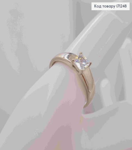 Перстень родованный с сияющим квадратным камнем, Xuping 171248 фото 2