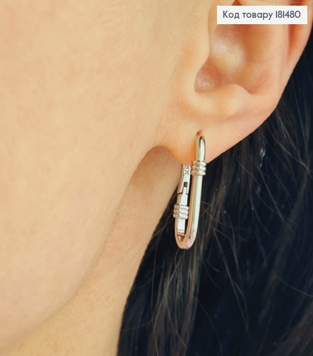 Серьги кольца родованные Овальные, длина 2,3см, Xuping 181480 фото 2