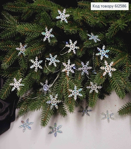 Новогодняя фигура, набор снежинок, пластик, Голографические, 20шт/уп, 3,5см, Украина. 612586 фото 2