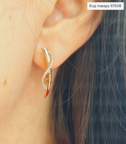 Серьги "Утонченность" украшены камешками, 2,4см, англ. застежка, Xuping 18К 117608 фото 3