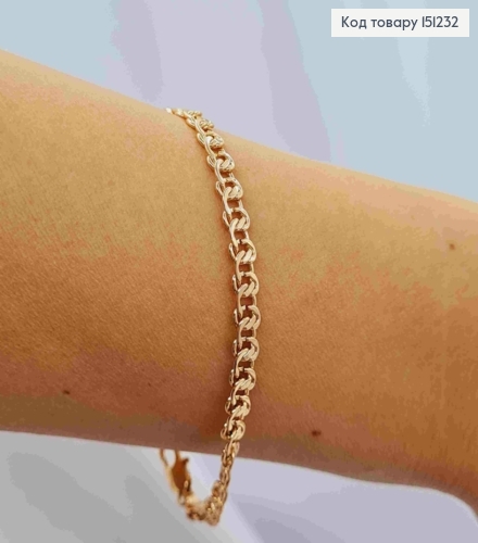 Браслет плетение УЗЕЛ, ширина 5мм, длина 19см, Xuping 18К 151232 фото 2