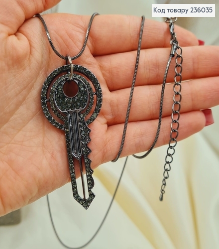 Бижутерия на шею подвеска с ключиком в камнях 74 + 7 см 236035 фото 2