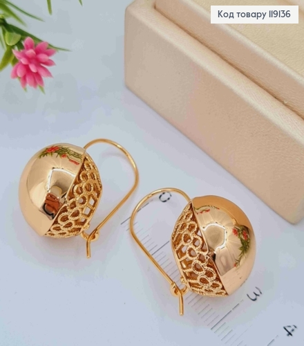 Серьги с большим шариком (1,9см), длина 3см, французская застежка, XUPING 18K 119136 фото 3