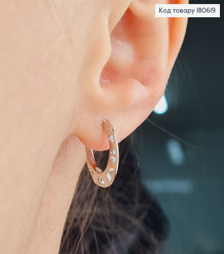 Серьги родованые кольца , с орнаментом 0,3см, Хuping 180619 фото 2