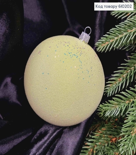 Игрушка шар 100мм РОСКОШНЫЙ БЛЕСК цвет ЖЕЛТЫЙ(светлый), Украина 610202 фото 2