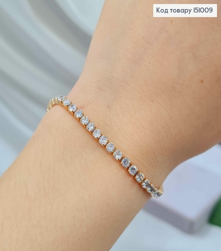 Браслет с строчкой Блестящих камней, 0,3см, дл. 17+2см, Xuping 18K 151009 фото 2