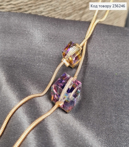 Подвеска на шею двойная со стеклярусом Хамелеоном, 170см 236246 фото 3