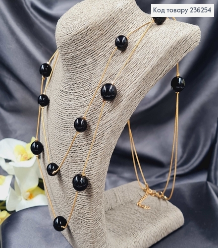 Подвеска на шею двойная с Черными жемчужинами, 90+4см 236254 фото 3