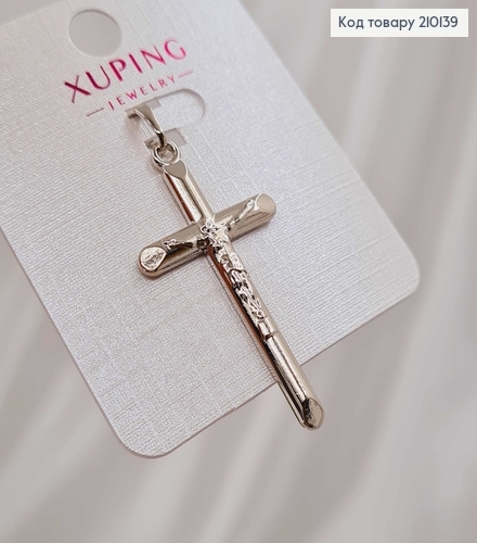 Крестик родованный, классический с распятием 3,5*2см Xuping 18K 210139 фото 2